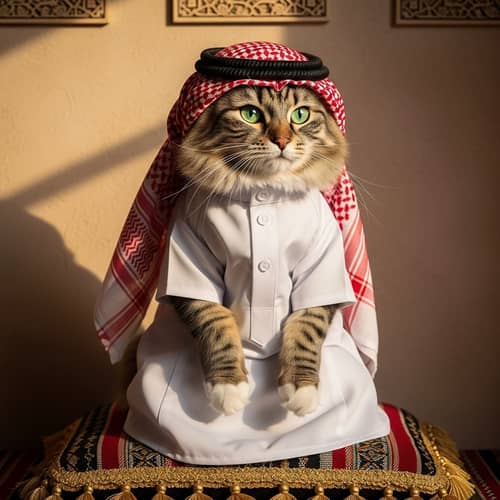 Adorable Cat in Middle Eastern Attire