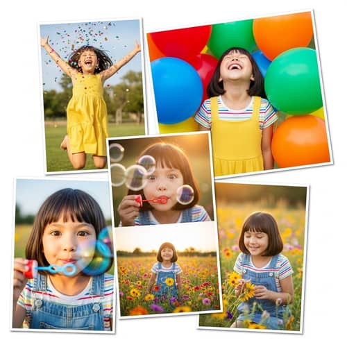 Charming Asian Child in Vibrant Poses