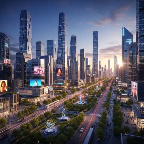 Futuristic Cosmopolitan City | Skyscrapers & Diversity