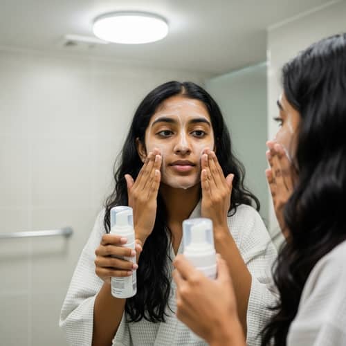 Skin Care Routine: Girl Using Face Wash for Clean Skin