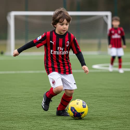 Young Boy Playing First Match with AC Milan