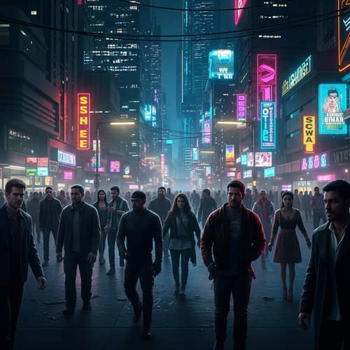 Futuristic Cyberpunk Cityscape at Night | Diverse Urban Metropolis