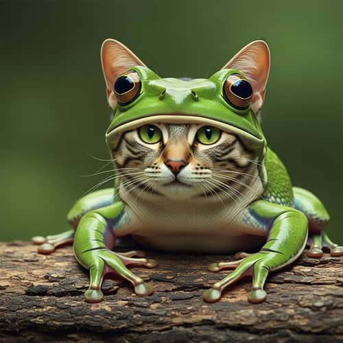 Cat-Frog Hybrid: Intriguing Visual of a Feline Amphibian Blend
