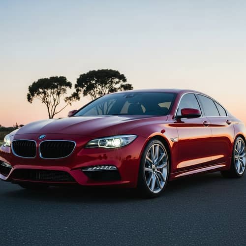 Sleek Red Modern Car | Luxury Sedan on Asphalt Road