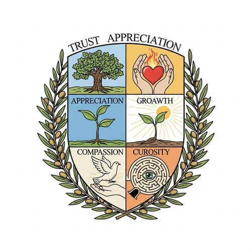 Symbols of Trust, Appreciation, Growth, Compassion & Curiosity