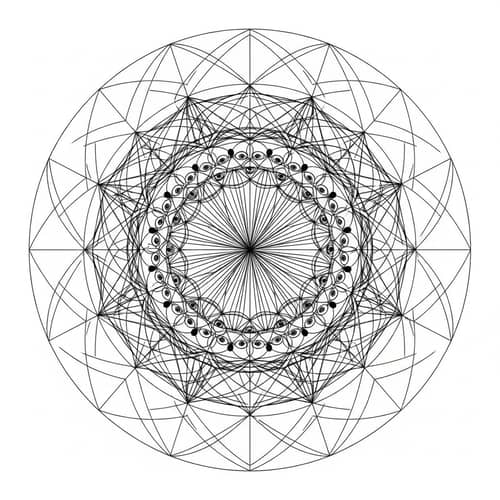 Intricate Circular Artwork: Chords, Arcs, and Symmetry