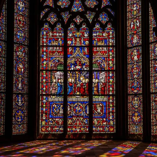 Medieval Stained Glass Window | Detailed Religious Design