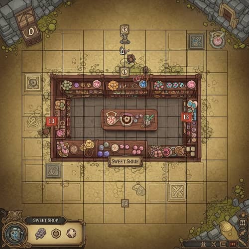 Medieval Style Sweet Shop in D&D Tabletop Game Map
