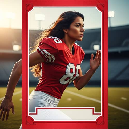 35-Year Old Hispanic Female Football Player in Red Jersey | Sprinting