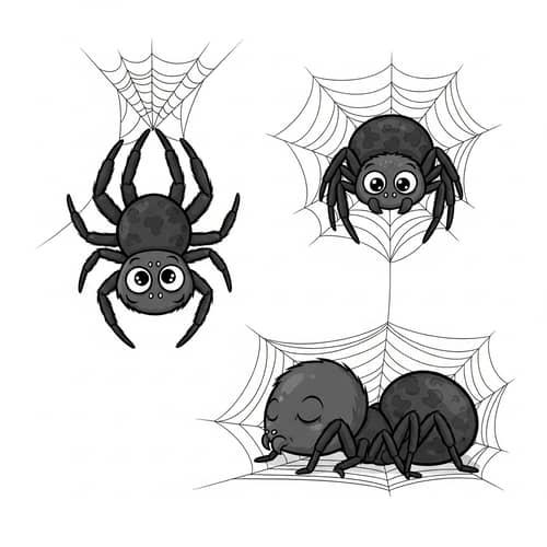 Cute Cartoon Spider Poses | Delightful Illustrations