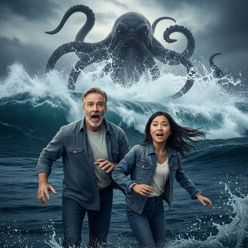 Dennis & Winnie Flee from Kraken - Terrifying Ocean Pursuit
