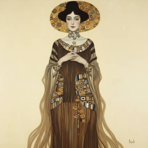 Gustav Klimt Style Portrait Photography | Earthy Tones & Delicate Brushstrokes