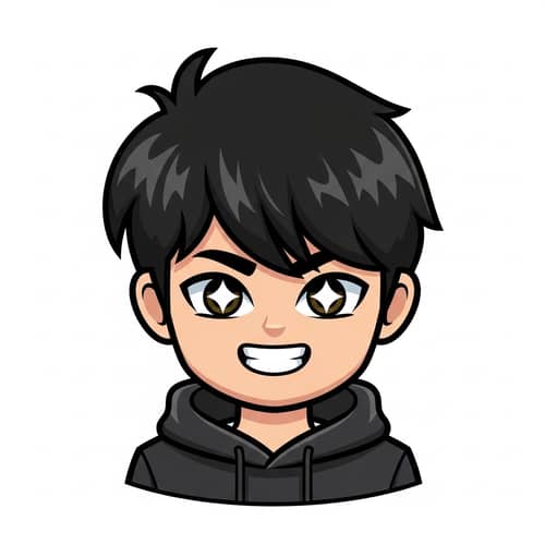 Boy with Black Hair Emoticon - Twitch Style Illustration