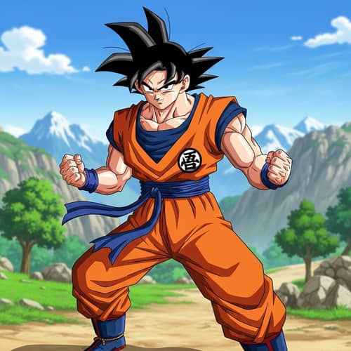 Dynamic Anime Character in Orange Martial Arts Uniform