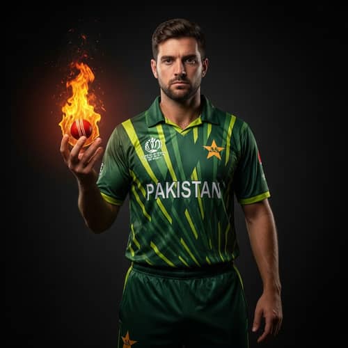 Prominent Cricket Player Resembling Babar Azam with Intense Focus