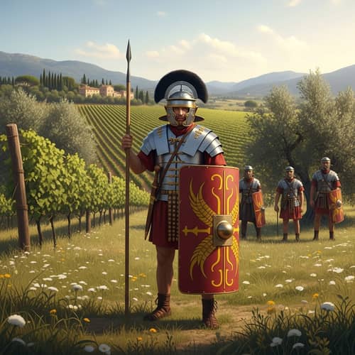 Roman Centurion in Lush Italian Field