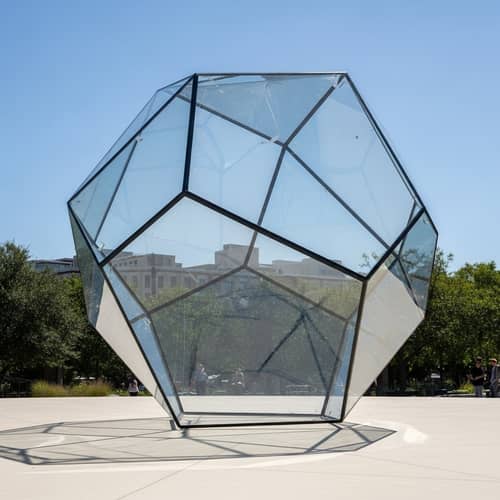 Giant Glass Dodecahedron: Mesmerizing Airborne Sculpture