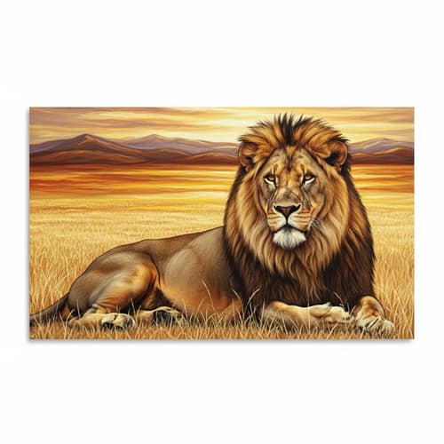 Majestic Lion in Golden Savannah | Wildlife Photography