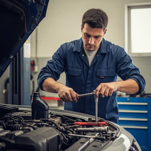 Professional Mechanic Fixing Car with Dirty Hands