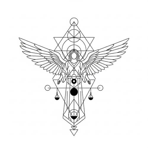 Geometric Archangel Tattoo Design