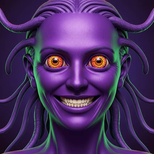Cosmic Celestial Wanderer - Surreal Face of Iridescent Purple