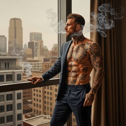 Captivating Irish Man with Tattoos in Urban Setting