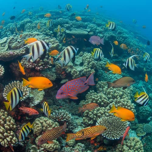Colorful Underwater Fish Species and Coral Reef Exploration