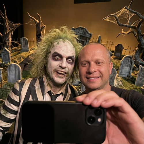Candid Selfie with Beetlejuice: A Spooky Encounter