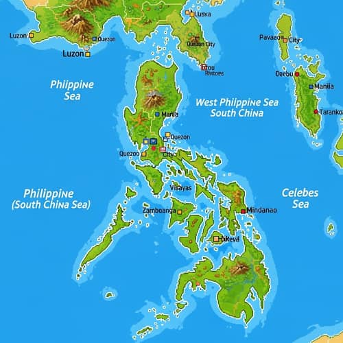 Pixel Art Style Map of the Philippines | Geographical Map