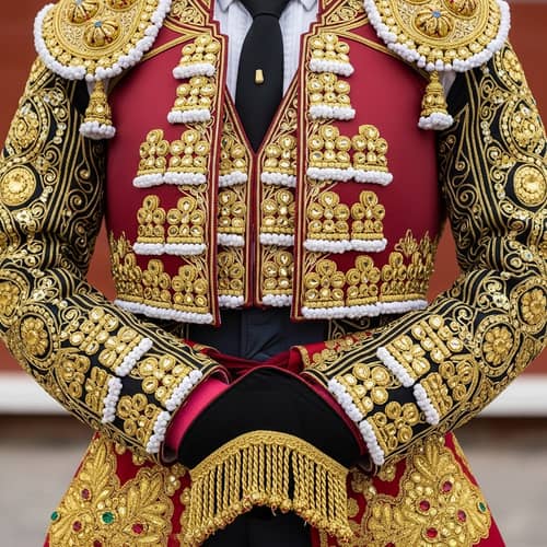 Vibrant Matador Jacket with Gold Trim & Sequins - Rich Culture