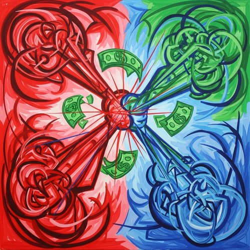 Debt Dispute Art: Abstract Representation of Financial Conflict