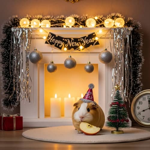 Festive Guinea Pig Celebrating New Year in Cozy Room