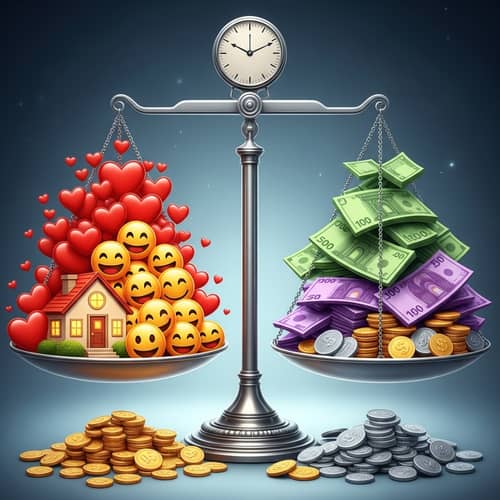 Happiness vs Wealth: Symbolic Balance of Emotions and Riches