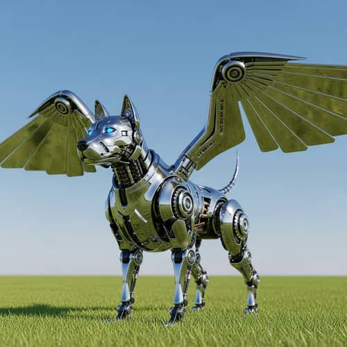 Futuristic Robotic Dog with Wings - Advanced Tech Pet