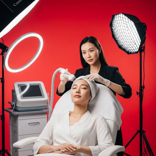 Chinese Beauty Skincare Treatment in Futuristic Beauty Salon
