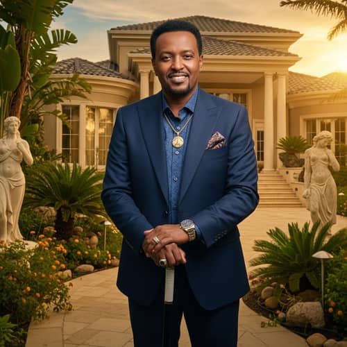 Ethiopian Gentleman in Rich Attire at Luxurious Mansion