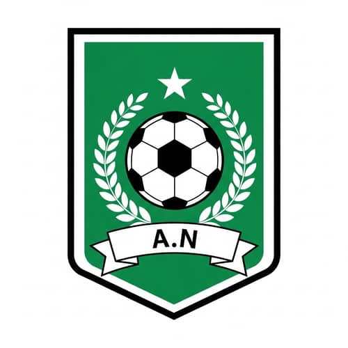 Soccer Team Badge - Green Background with Football and Laurel Wreath