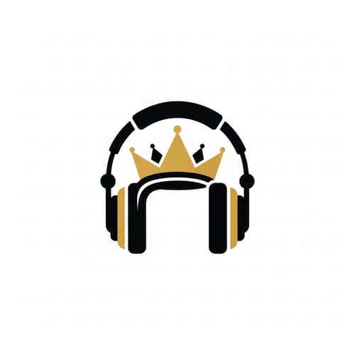 DJ Headset Crown Logo Design | Black & Gold Minimalist Fusion
