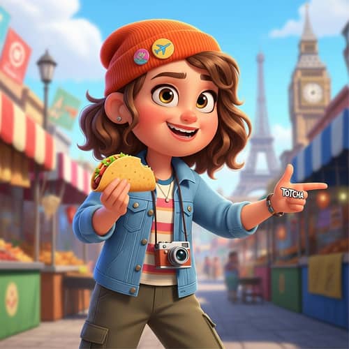 Cute Caucasian Travel Blogger with Shoulder-Length Brown Hair