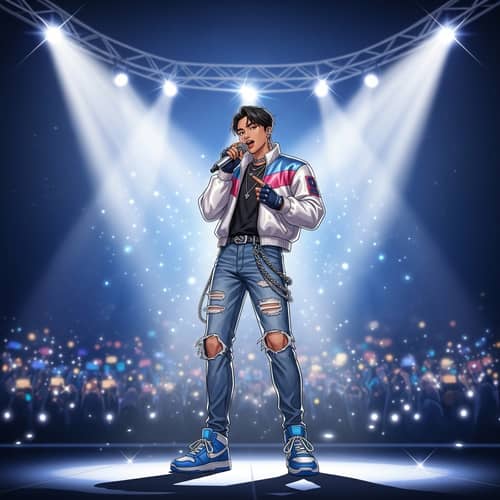 Charismatic K-pop Idol on Stage | Fashionable Asian Artist