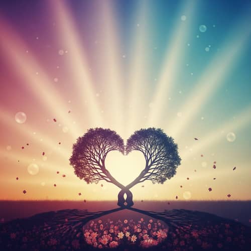 Dreamlike Scene of Intertwined Trees Forming Heart Shape | Love Concept