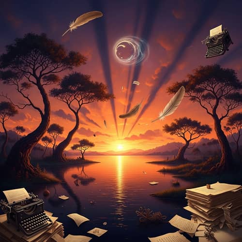 Surreal Sunset Landscape | Tranquil Lake - Pre-1912 Style