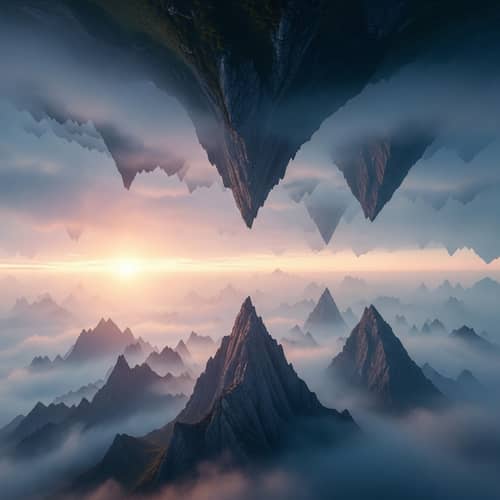 Inverted Realistic Mountain Range Painting | Nature's Resilience