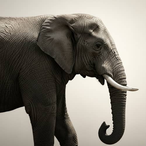 Beautiful Elephant Profile on Light Background