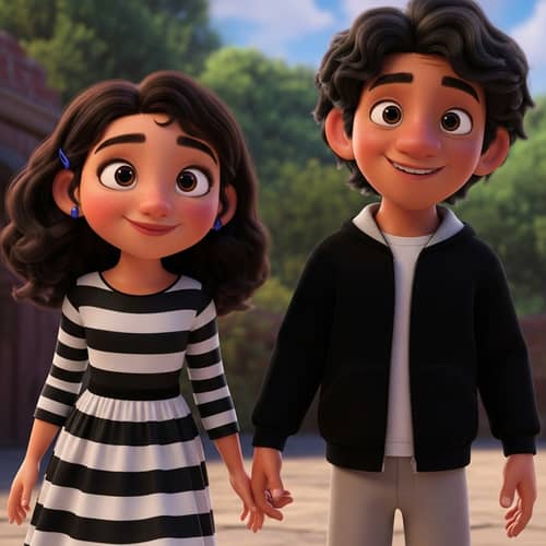 Cheerful Hispanic Kids in Black and White Outfits | Animated Photography