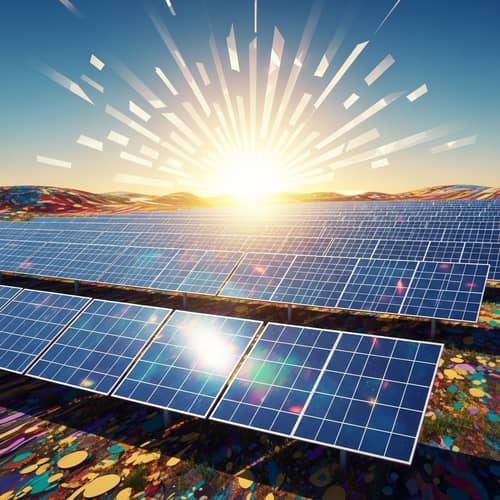 Abstract Solar Panels Under Radiant Sunlight