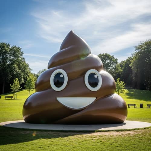 Giant Poop Emoji Sculpture at Grass Park | Artsy Faux-Bronze Structure