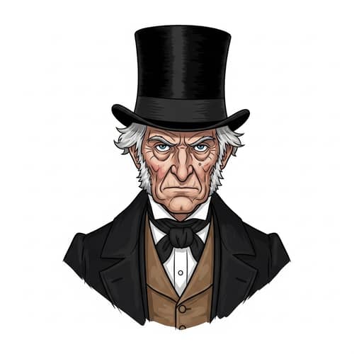 Stern-Faced 19th Century English Gentleman Illustration