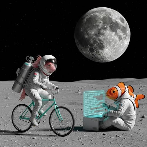Fascinating Fish Astronauts on Moon's Surface
