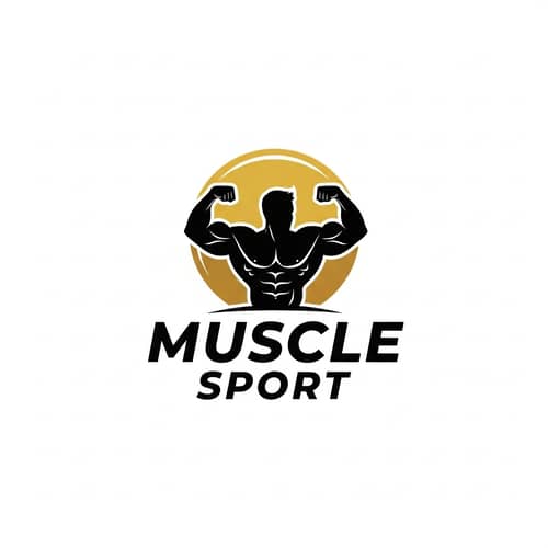 Muscle Sport Gym Logo Design | Gold & Black Design